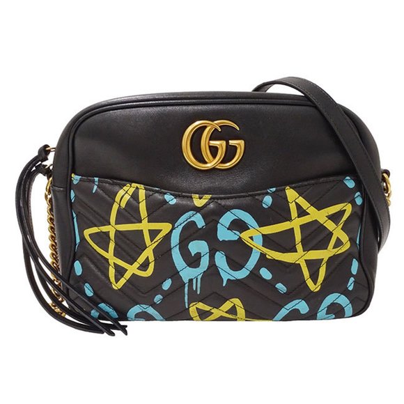 GUCCI Marmont Ghost Leather Black Multicolor Shoulder Bag - Picture 1 of 16